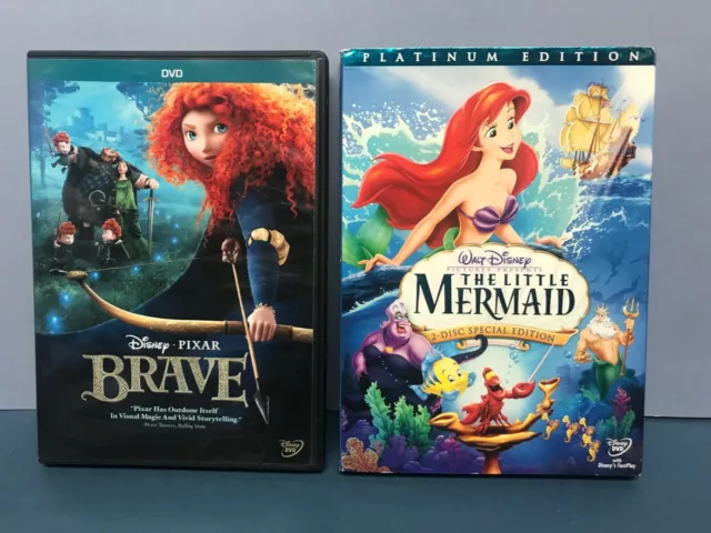 2 Disney DVD's Brave and The Little Mermaid Platinum Edition