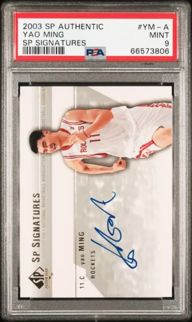 2003 SP Authentic Signatures YAO MING PSA 9 MINT ON CARD AUTO #YM-A POP 13