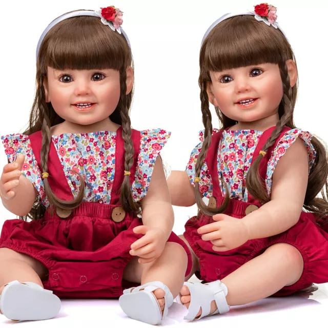 NPK 55CM Full Soft Vinyl Silicone Body Reborn Toddler 22" Girl Doll Realistic