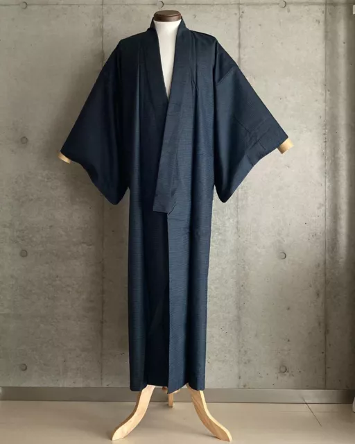 EM002: Vintage Japanese Men's Kimono. Silk. Oshima Tsumugi. Length 141cm/55.4".