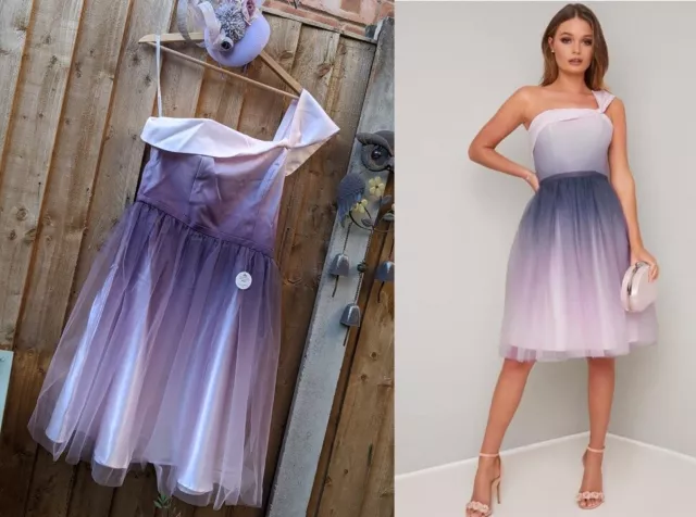 CHI CHI LEOMA Purple Lilac Ombre Dress Occasion Off Shoulder Wedding Party Races 39.95 PicClick UK
