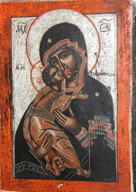 De Colección Icono Ortodoxo Ruso Pintado A Mano Vladimirskaya Virgen Y Niño Cristo