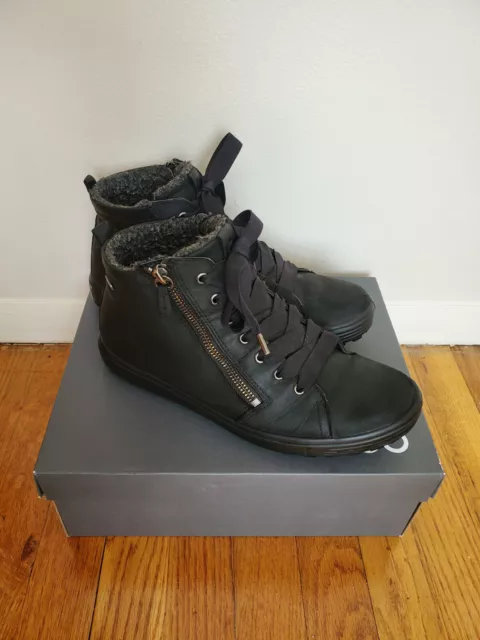 ecco womens shoes size 41 black gore-tex ankle boots