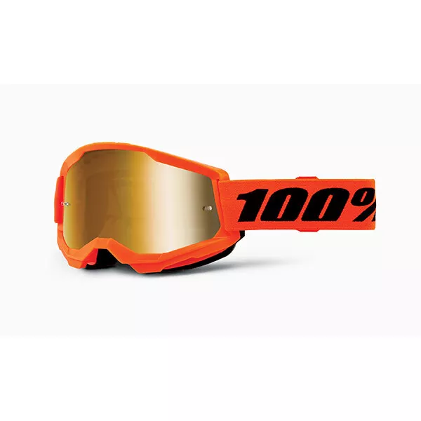 Mascherina Occhiali Maschera Cross Enduro 100% Strata 2 Neon Orange Specchiata O