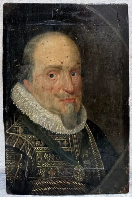 Tableau Ancien Hollandais 16/17ème Portrait d’Homme Prince Peinture à Identifier