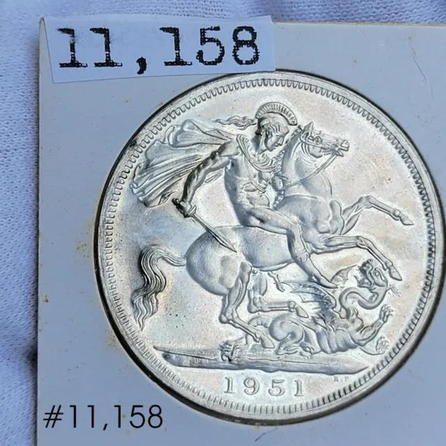 1951 GREAT BRITAIN 5 SHILLINGS FESTIVAL OF  GEORGE VI  LARGE CROWN Dragon Slayer