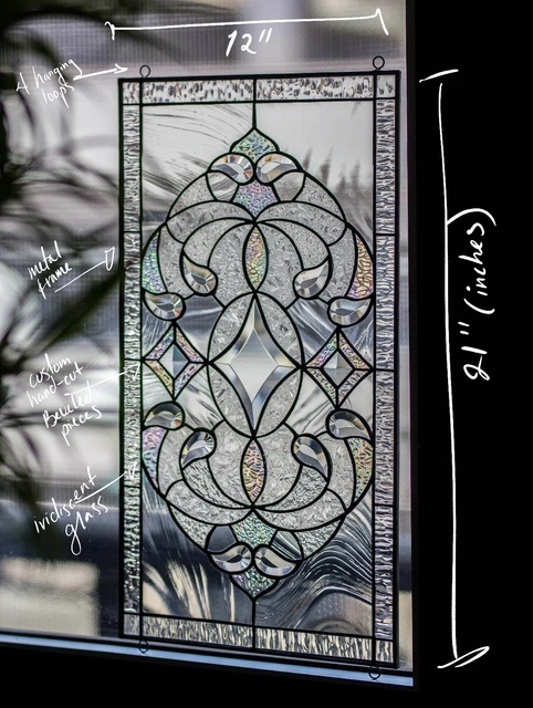 Tiffany Style Stained Glass Window Panel RV Clear Beveled Diamond Victorian