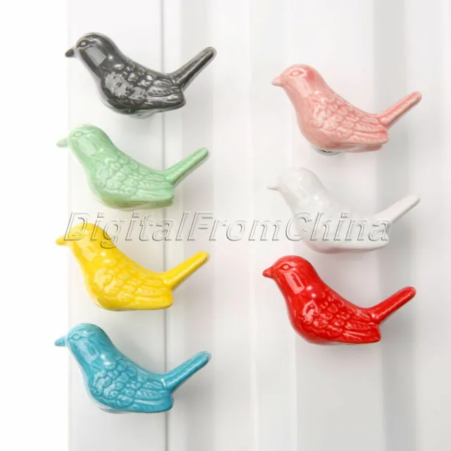 Ceramic Bird Design Pull Handle Knobs for Closet Door Wardrobe Cabinet Dresser