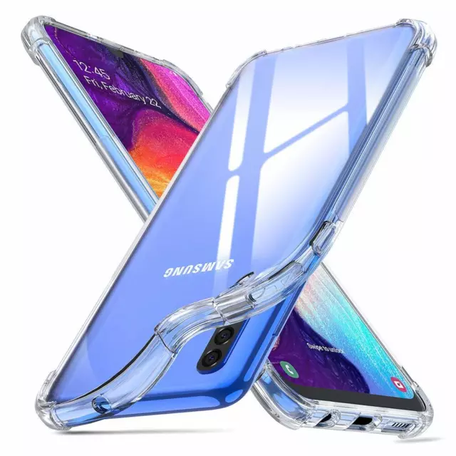 Für Samsung Galaxy A70 A50 A40 Ultra Slim Stoßfest Silikon DURCHSICHTIGE Hülle Case
