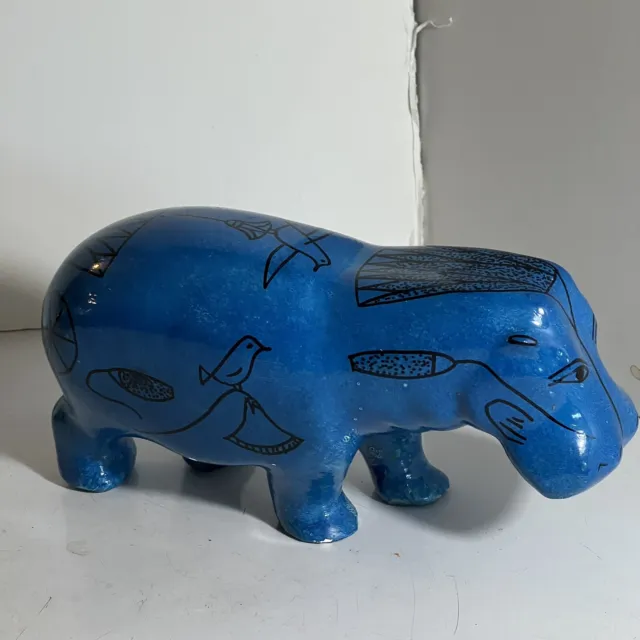 Vintage Egyptian the Blue Hippo Metropolitan Museum of Art Faience 8.5 In