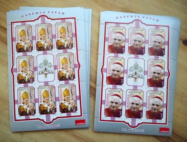 2005 Rumänien; 40 Klb.-Serien Benedikt XVI., **/MNH, MiNr. 5972/73, ME 1000,-