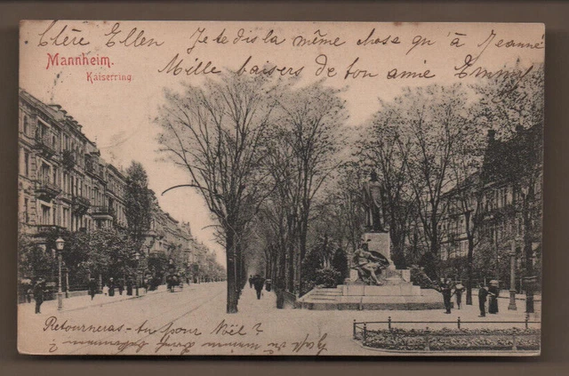 AK DR - Mannheim - Kaiserring ~ 1902 nach Reims - Marne - Frankreich / France