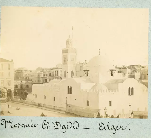 Algérie, Mosquée El Dgedid Vintage albumen print.  Tirage albuminé  10x14