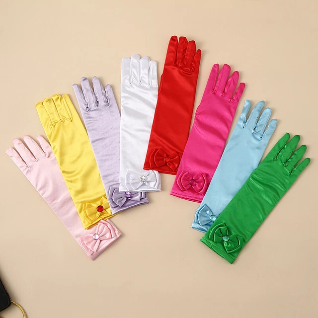 Children's Bow Knot Stage Performance Princess Dress Accessories Colored Gloves