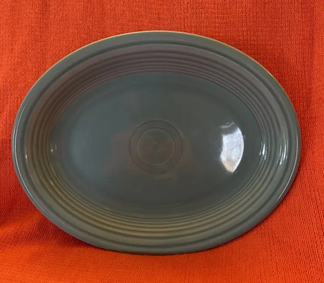 Vintage Fiesta Oval Serving Platter Teal Blue 12.5” MCM Tray