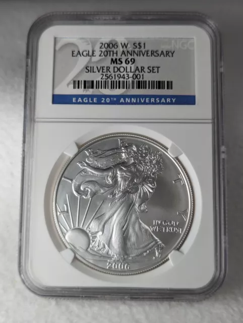 2006 W American Silver Eagle 20th Anniversary Silver Dollar NGC graded MS69