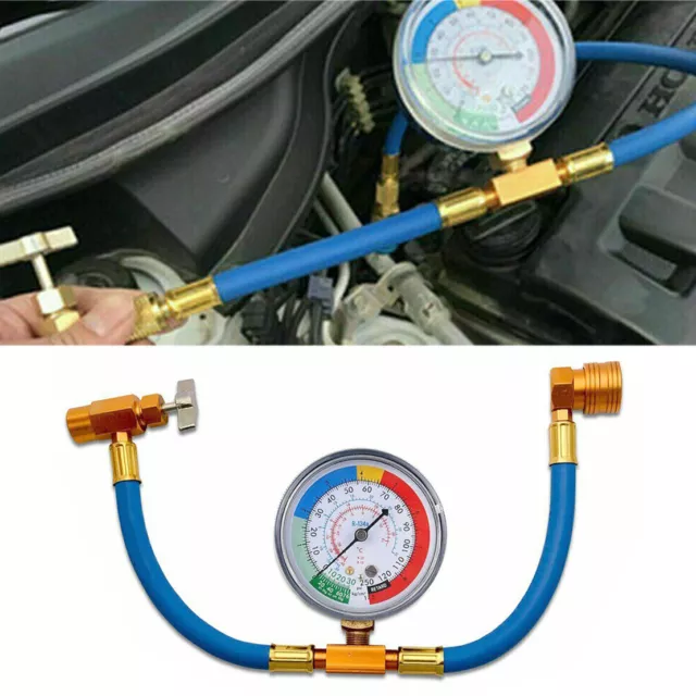 R134a HVAC AC Recharge Measuring Refrigerant Hose Can Tap w/ Gauge System New