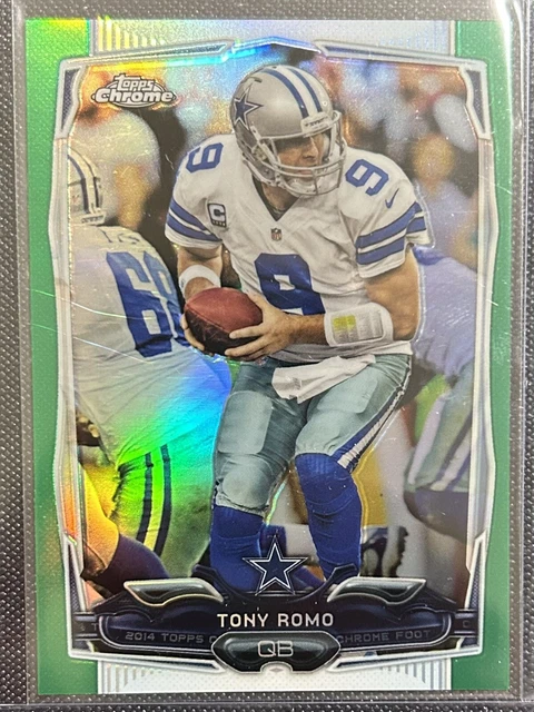 2014 Topps Chrome Tony Romo Green Refractor Card