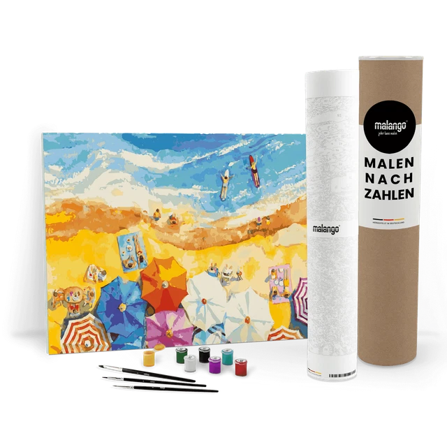 MALEN NACH ZAHLEN - Meer Strand im Urlaub 60 x 40 cm mit DIY Keilrahmen