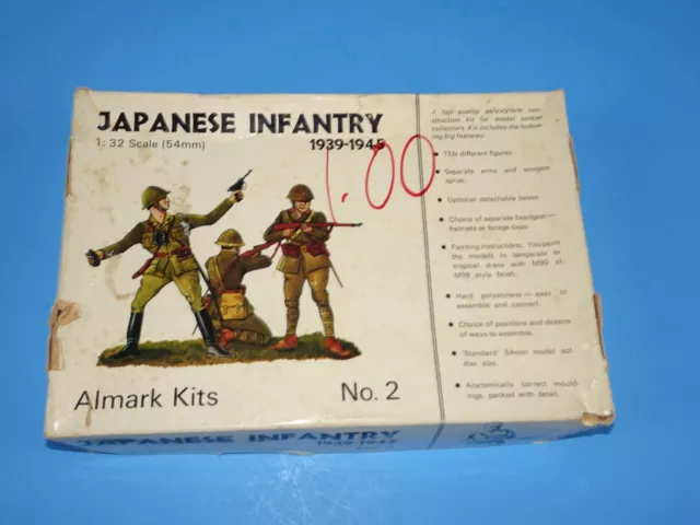 Almark 1/32 scale 1970s boxed kit WW2 Japanese Infantry  toy soldiers