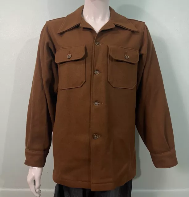 Vintage Woolrich Heavy Wool Shirt Shacket Mens Sz L USA Brown