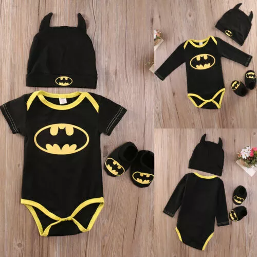 Neugeborenes Baby Jungen Batman Superheld Kleidung Outfit Strampler Beanie