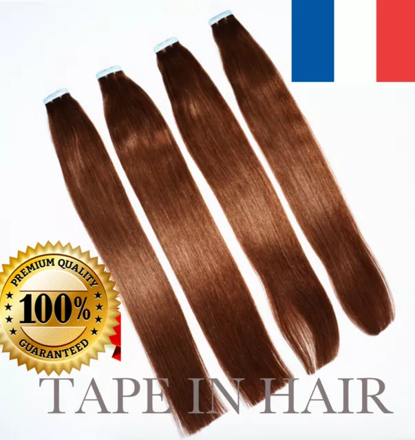 7A 40-50Cm Extensions De Cheveux Tape Bandes Adhesive Pose A Froid Naturel