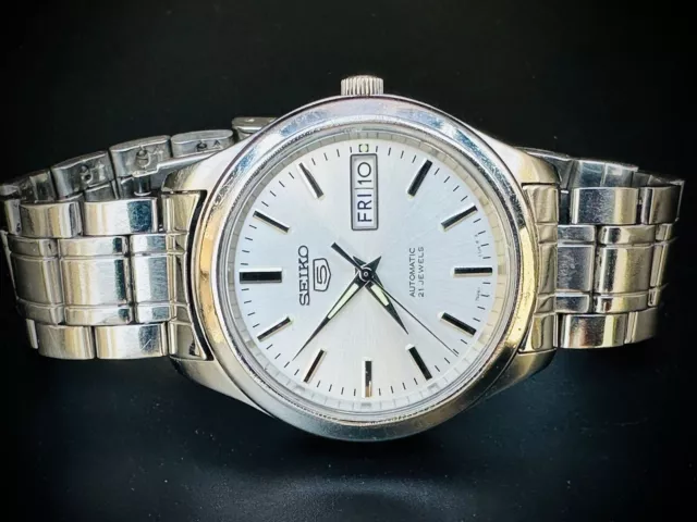Mens Watch Seiko 5 Automatic White Dial 21 Jewels 38mm 7s26 03w0 Japan Made
