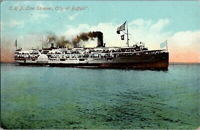 Postcard Steamer City of Buffalo on Lake Erie Cleveland & Buffalo Line ~1910 F33