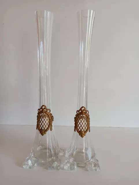 Paire de vases soliflore en verre art déco Réf 277