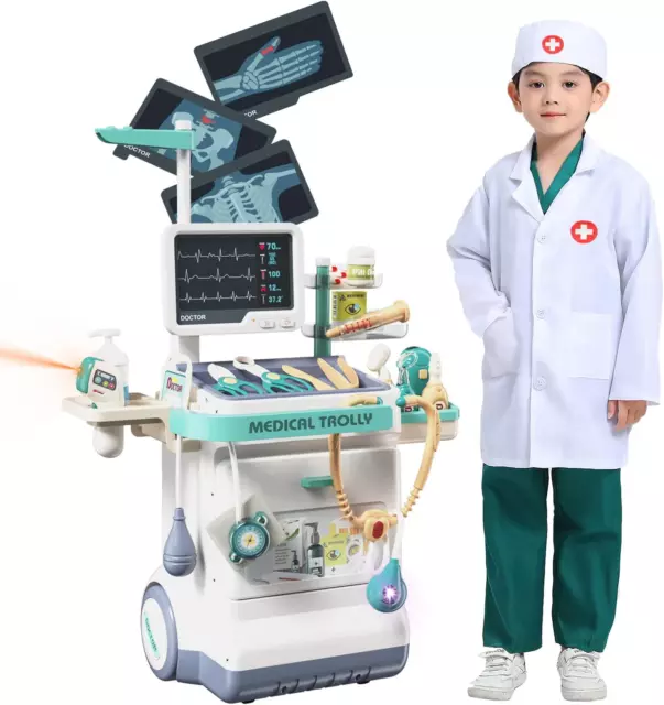 Pretend Play Doctor Toy Set for Kids, 28 Pieces Pretend Medical Kit with Roll...