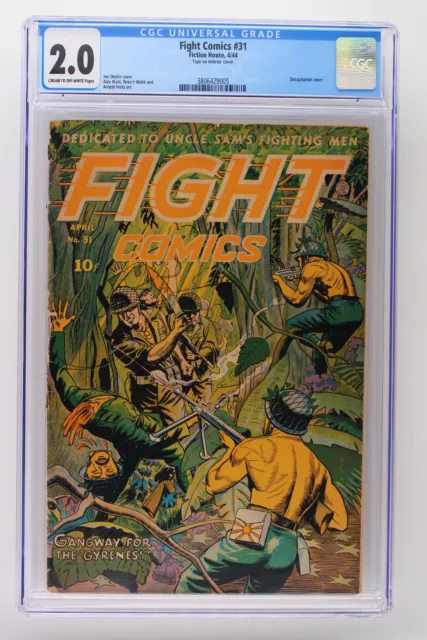 Fight Comics #31 - Fiction House 1944 CGC 2.0 Decapitation cover.