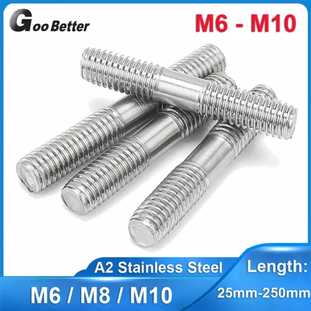 M6 M8 M10 Exhaust Manifold Studs Double End Threaded Screws Bolt Stainless Steel