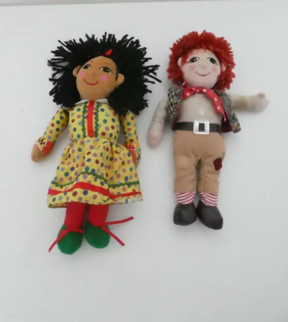 Vintage Rosie and Jim Ragdolls 10" beanie Soft Plush Rag Doll  1990's toys