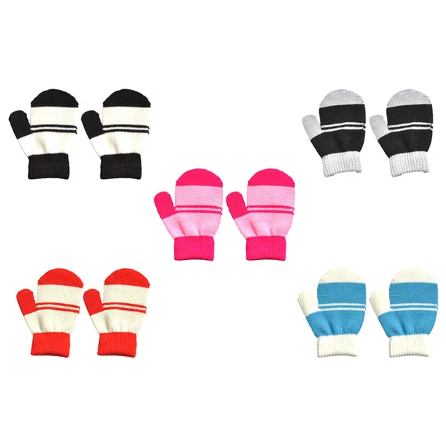 5 Pairs Soffice- Guanti Lavorati A Maglia Per Bambini Guanti Pile Senza Dita