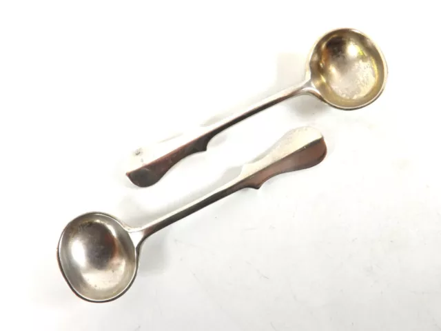 Pair Of Antique Silver Salt Spoons Hallmarked Glasgow 1883 Ref 421/3