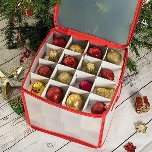 64pc Christmas Tree Decorations Bauble Storage Box Xmas Tree Balls Organiser Bag