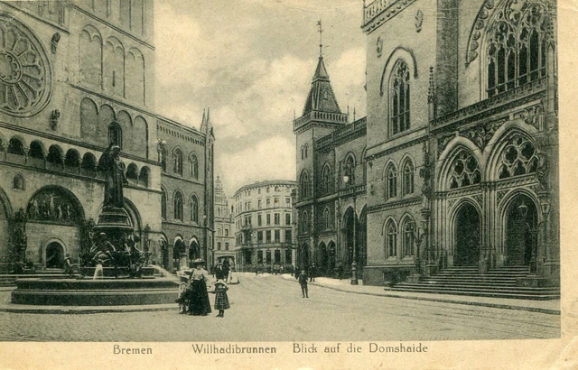 Germany AK Bremen 28195 - Willhadibrunnen Blick aud die Domsheide 1921 postcard