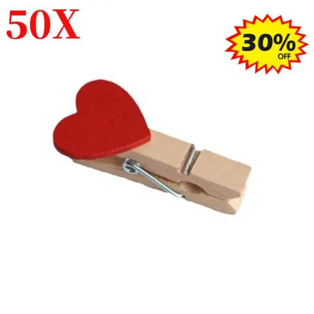 50X Wooden Clips DIY Photo Paper Pegs Clothes Pin Cards Craft Clips NEW