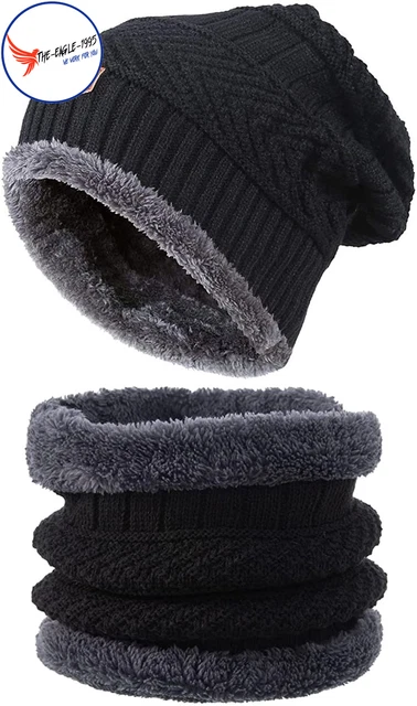 Gorro Y Bufanda De Invierno De Punto Forro Polar Calida De Esquí Para Frio Otoño
