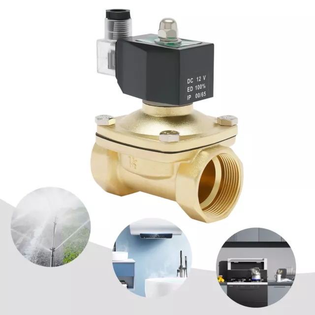 NPT 1-1/2'' Brass Electric Solenoid Valve 12V Normally Closed Air, Water 145Psi
