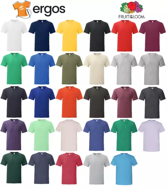 FRUIT OF THE LOOM T-shirt 100% Cotone Maglietta Girocollo da Uomo Manica Corta