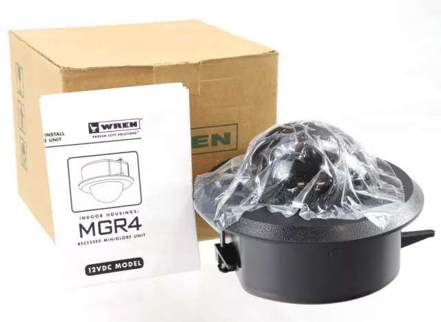 Wren Recessed Miniglobe Unit Indoor Housing for Security Camera, MGR4, Black