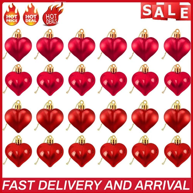 Love Balls Ornaments, Heart Shaped Assorted Pendant Set, Shatterproof Hanging