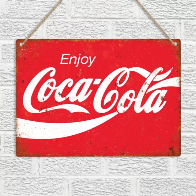 Enjoy Coca Cola Retro Vintage Style Metal Tin Wall Sign Pub Bar Man Cave Coke