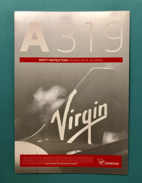 Virgin America Airlines Safety Card--Airbus 319