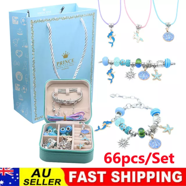 Girls Bracelet Making Kit Beads Jewellery Charms Pendant Set DIY Craft Kids Gift