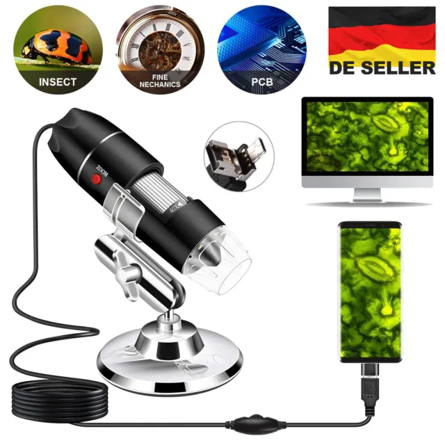 40-1000X USB Digital Mikroskop Lupe Microscope Kamera Endoskop 8 LEDs für Handy