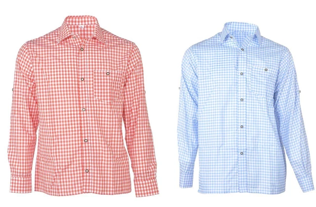 Ramona Lippert® Trachtenhemd Herren, blau rot Gr. S-XXL, Karohemd, Trachten Hemd