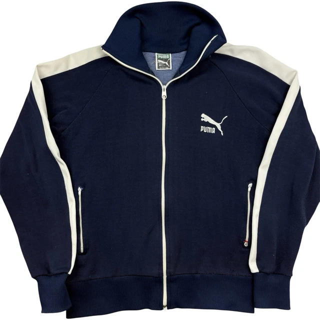 VINTAGE 80S PUMA track jacket classic old school black red